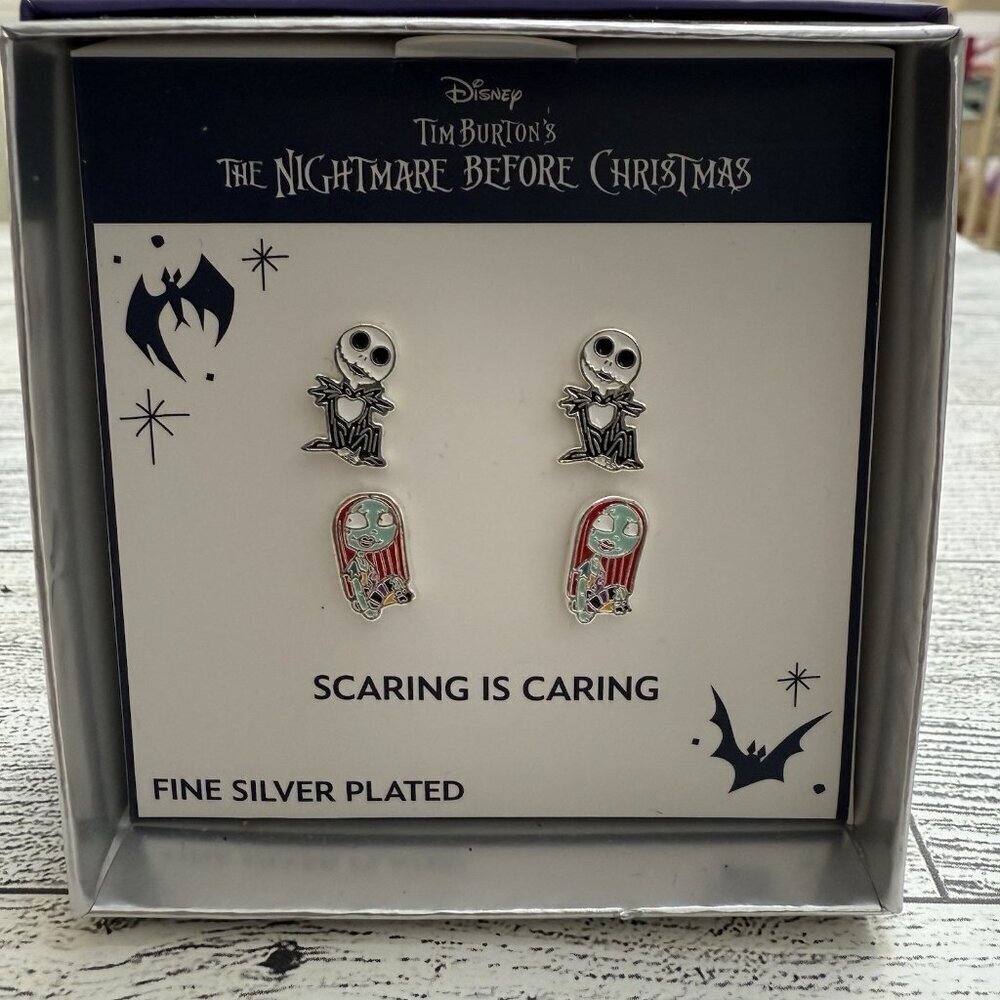 Jack Skeleton Sally Burton Nightmare Before Christmas Earrings Scaring is Caring